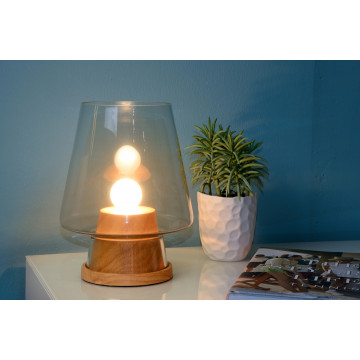 Настольная лампа Lucide Glenn 71543/01/72, 1xE14x40W, коричневый, прозрачный, дерево, стекло - миниатюра 3
