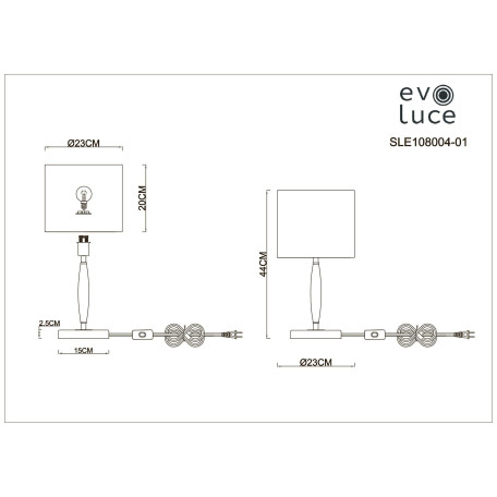 Схема с размерами Evoluce SLE108004-01