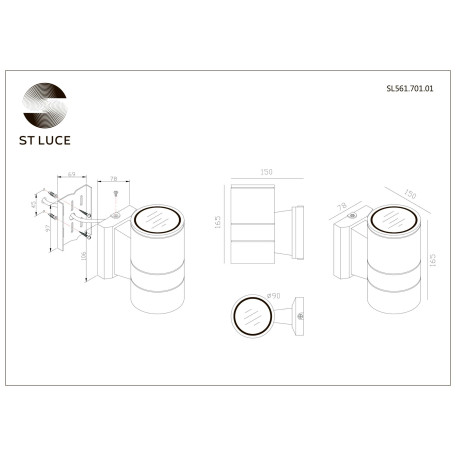 Схема с размерами ST Luce SL561.701.01