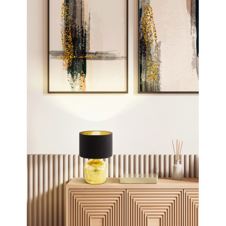 Настольная лампа Eglo Manalba 95386, 1xE27x60W, матовое золото, черный, металл, текстиль - миниатюра 2