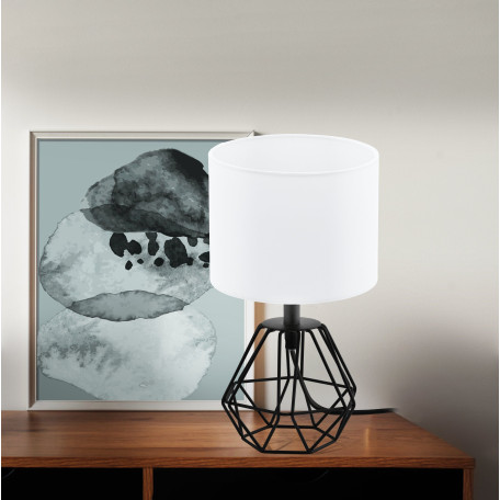 Настольная лампа Eglo Loft Carlton 2 95789, 1xE14x60W, черный, белый, металл, текстиль - миниатюра 2