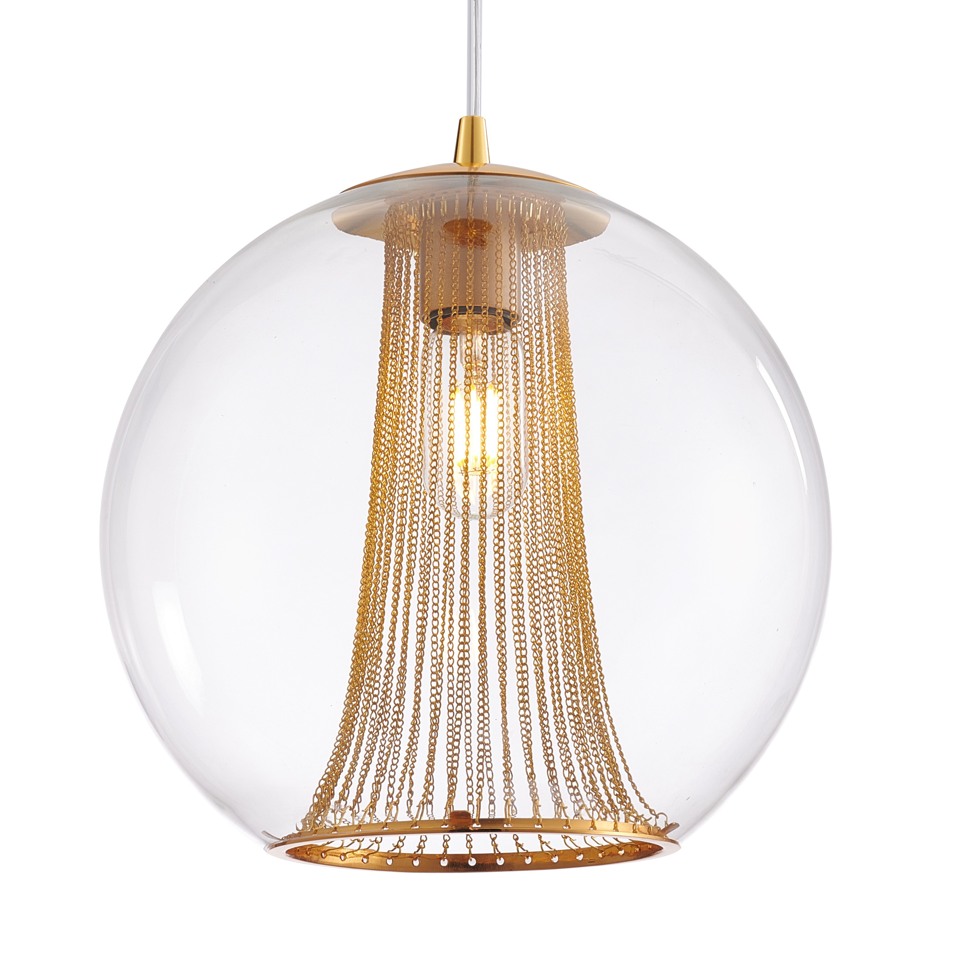 Подвесной светильник Favourite Funnel 2880-1P, 1xE27x60W, прозрачный, золотой - фото 3