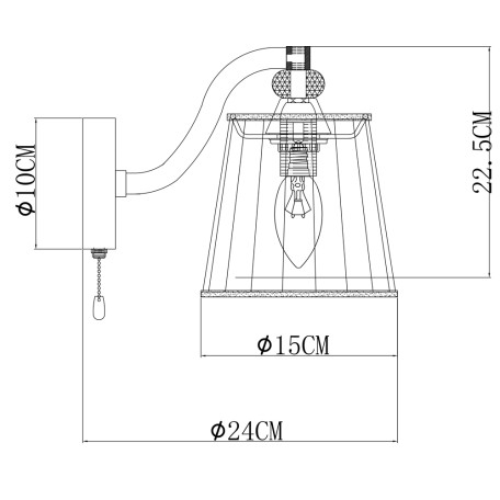 Схема с размерами Arte Lamp A4047AP-1CC