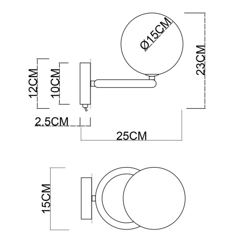 Схема с размерами Arte Lamp A7780AP-1AB