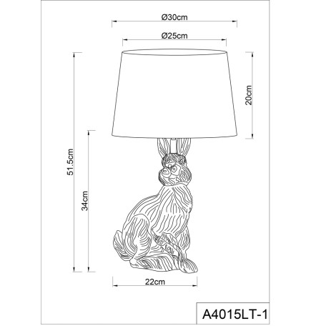 Схема с размерами Arte Lamp A4015LT-1BK