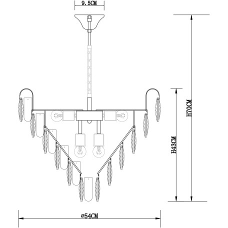 Схема с размерами Arte Lamp A2719SP-8CC