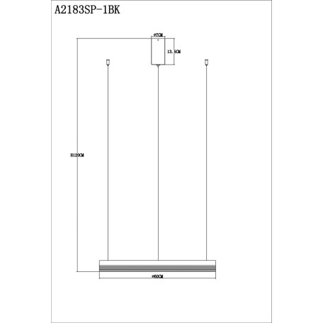 Схема с размерами Arte Lamp A2183SP-1BK