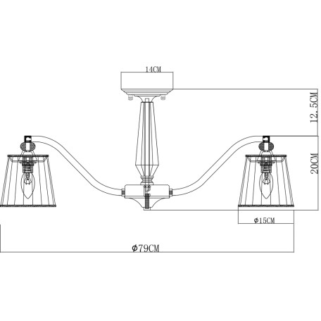 Схема с размерами Arte Lamp A4047PL-8CC