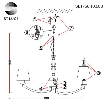 Схема с размерами ST Luce SL1756.103.08