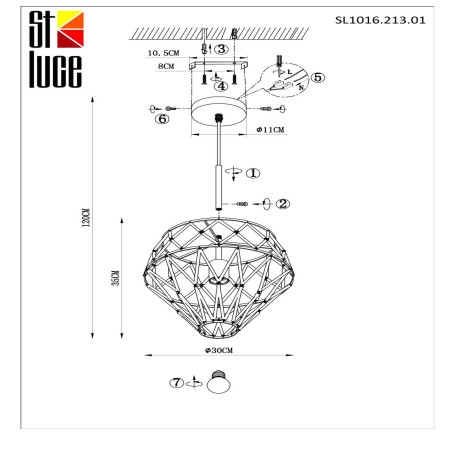Схема с размерами ST Luce SL1016.213.01
