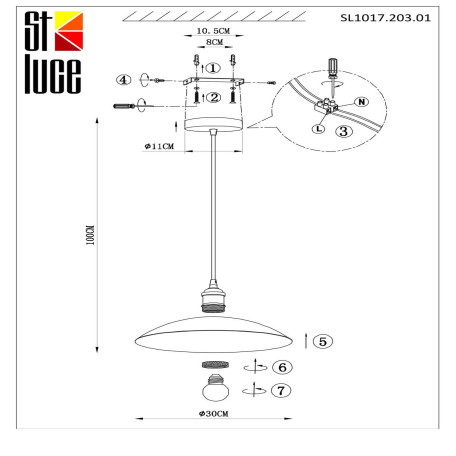 Схема с размерами ST Luce SL1017.203.01