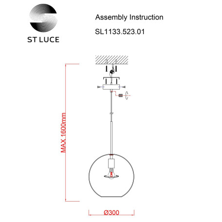 Схема с размерами ST Luce SL1133.523.01