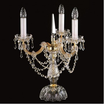 Настольная лампа Artglass MARIA TEREZIA 15, 3xE14x40W, золото с прозрачным, золото с белым, прозрачный с золотом, прозрачный, стекло