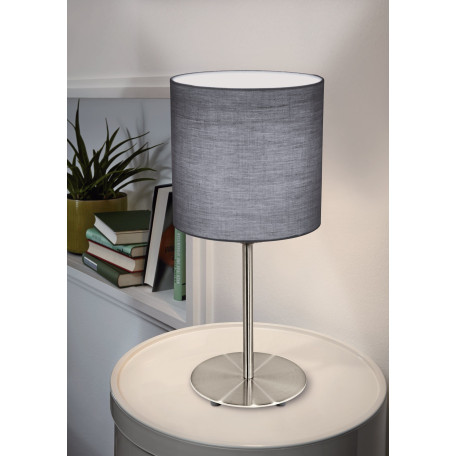 Настольная лампа Eglo Pasteri 31596, 1xE27x60W, никель, серый, металл, текстиль - миниатюра 2