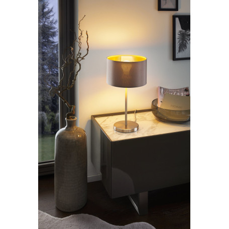 Настольная лампа Eglo Maserlo 31631, 1xE27x60W, никель, серый, металл, текстиль - миниатюра 2