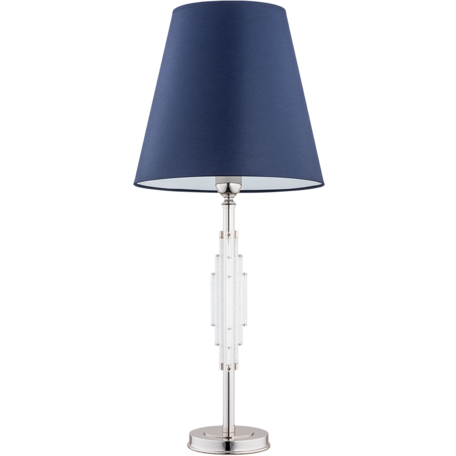 Настольная лампа Kutek Felino FEL-LG-1(BN/A), 1xE14x40W, хромированный, прозрачный, синий, металл с хрусталем, текстиль
