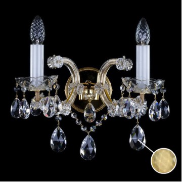 Бра Artglass MARIA TEREZIA 30 CE - 8003, 2xE14x40W, золото с прозрачным, золото с белым, прозрачный с золотом, янтарь, стекло, хрусталь Artglass Crystal Exclusive