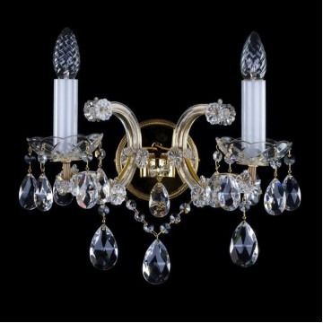 Бра Artglass MARIA TEREZIA 30 SP, 2xE14x40W, золото с прозрачным, золото с белым, прозрачный с золотом, прозрачный, стекло, кристаллы SPECTRA Swarovski