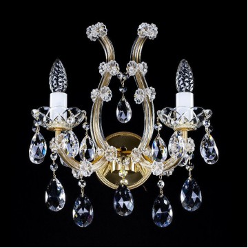 Бра Artglass MARIA TEREZIA 31 SP, 2xE14x40W, золото с прозрачным, золото с белым, прозрачный с золотом, прозрачный, стекло, кристаллы SPECTRA Swarovski