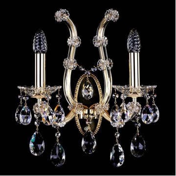 Бра Artglass MARIA TEREZIA 35 CE, 2xE14x40W, золото с прозрачным, прозрачный, стекло, хрусталь Artglass Crystal Exclusive - миниатюра 1