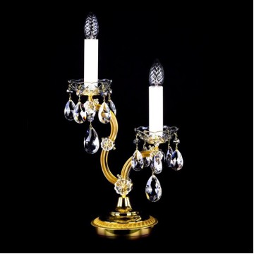 Настольная лампа Artglass MARIA TEREZIA 23, 2xE14x40W, золото с прозрачным, золото с белым, прозрачный с золотом, прозрачный, стекло