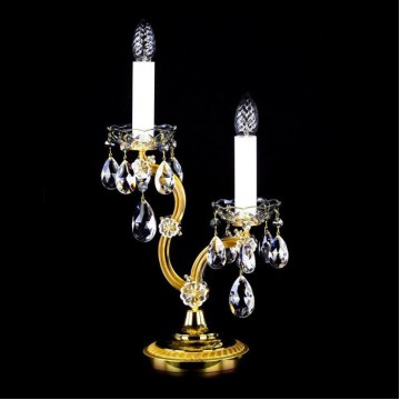 Настольная лампа Artglass MARIA TEREZIA 23 CE, 2xE14x40W, золото с прозрачным, золото с белым, прозрачный с золотом, прозрачный, стекло, хрусталь Artglass Crystal Exclusive - миниатюра 1