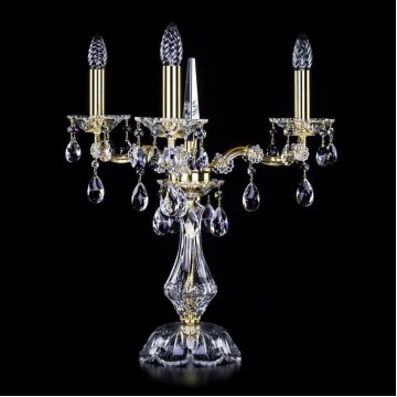 Настольная лампа Artglass MARIA TEREZIA 38 CE, 3xE14x40W, золото с прозрачным, прозрачный с золотом, прозрачный, стекло, хрусталь Artglass Crystal Exclusive - миниатюра 1