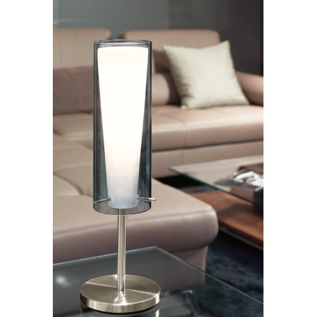Настольная лампа Eglo Pinto 89835, 1xE27x60W, хром, белый, прозрачный, металл, стекло - миниатюра 2