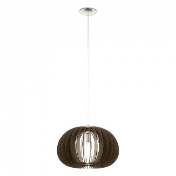 Подвесной светильник Eglo Cossano 94638, 1xE27x60W, никель, коричневый, металл, дерево - миниатюра 1