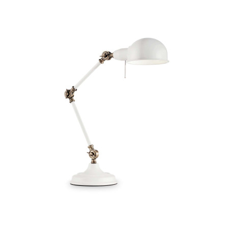 Настольная лампа Ideal Lux TRUMAN TL1 BIANCO 145198, 1xE27x60W, белый с бронзой, белый, металл