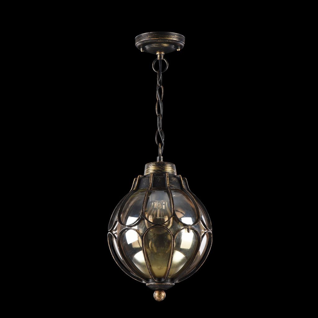 Подвесной светильник Maytoni Champs Elysees S110-35-01-R, IP44, 1xE27x100W, черный с золотой патиной, янтарь, металл, металл со стеклом - фото 4