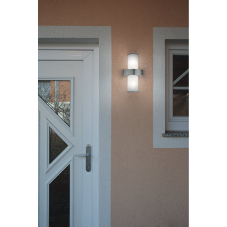 Настенный светильник Eglo Beverly 86541, IP44, 2xE27x60W, серебро, белый, металл, стекло - миниатюра 2