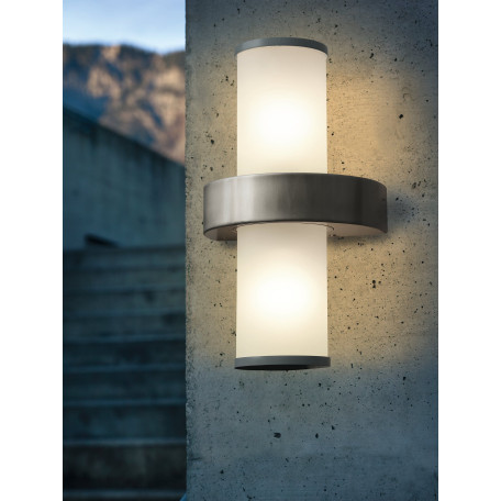 Настенный светильник Eglo Beverly 86541, IP44, 2xE27x60W, серебро, белый, металл, стекло - миниатюра 4