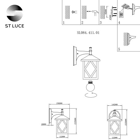 Схема с размерами ST Luce SL084.411.01