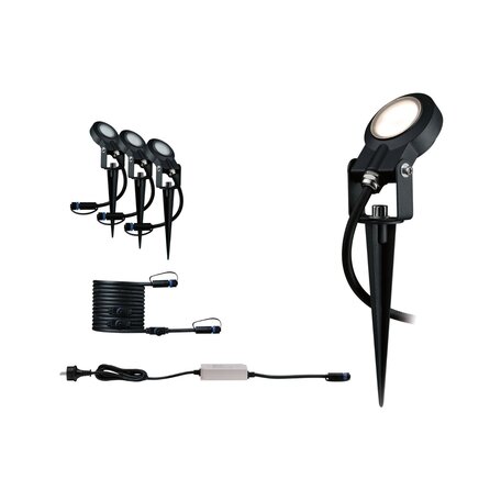 Светодиодный прожектор с колышком Paulmann Plug & Shine Spot Sting Set 93696, IP67, LED 6W, черный, металл