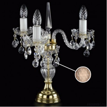 Настольная лампа Artglass MARKETA III. VACHTLE FULL CUT CE - 8008, 3xE14x40W, золото с прозрачным, золото с белым, прозрачный с золотом, коньячный, стекло, хрусталь Artglass Crystal Exclusive - миниатюра 1