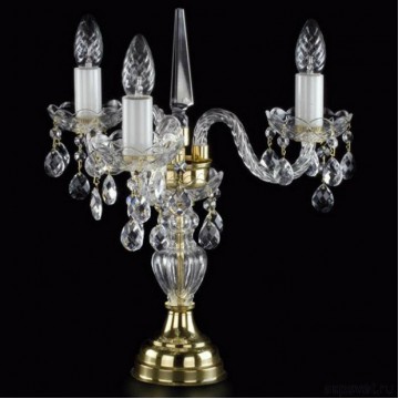 Настольная лампа Artglass MARKETA III. VACHTLE FULL CUT CE, 3xE14x40W, золото с прозрачным, золото с белым, прозрачный с золотом, прозрачный, стекло, хрусталь Artglass Crystal Exclusive