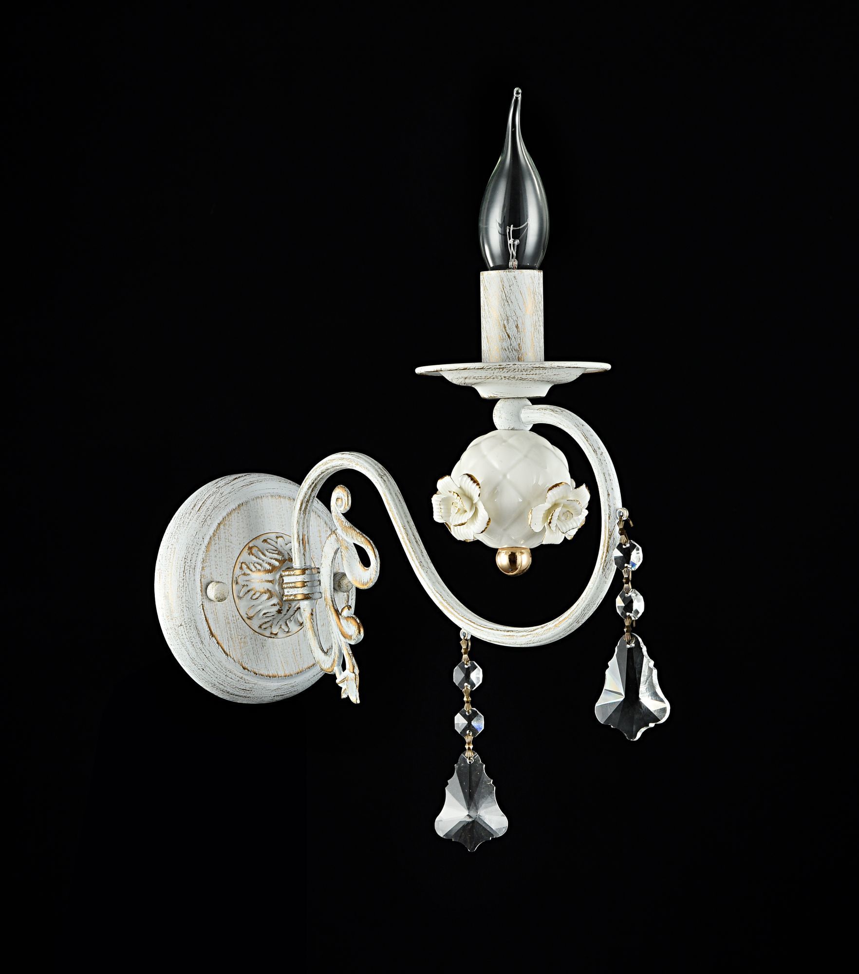 Бра Freya Faberge FR3218-WL-01-WG, белый с золотой патиной, прозрачный, керамика, металл, хрусталь - фото 3
