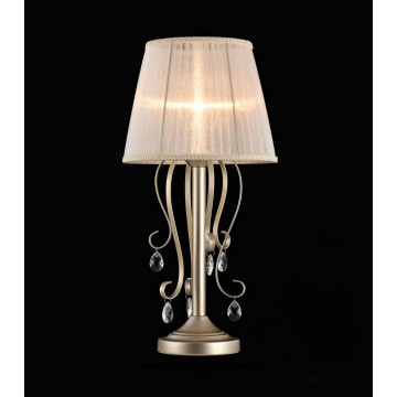 Настольная лампа Freya Simone FR2020-TL-01-BG (FR020-11-G), 1xE14x40W, золото, бежевый, прозрачный, металл, текстиль, хрусталь - фото 3