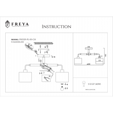 Схема с размерами Freya FR5329-PL-05-CH