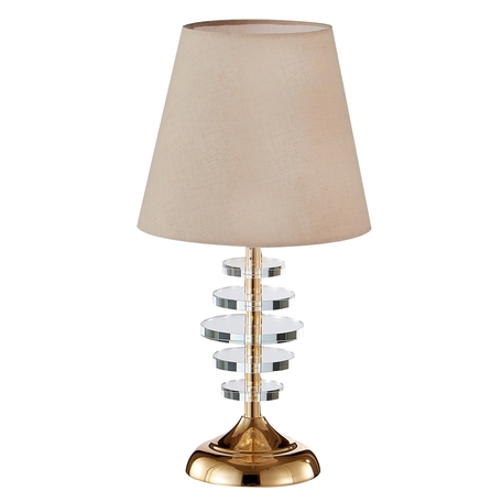 Настольная лампа Crystal Lux ARMANDO LG1 GOLD 0181/501, 1xE14x60W, золото, бежевый, металл с хрусталем, текстиль