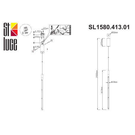 Схема с размерами ST Luce SL1580.413.01