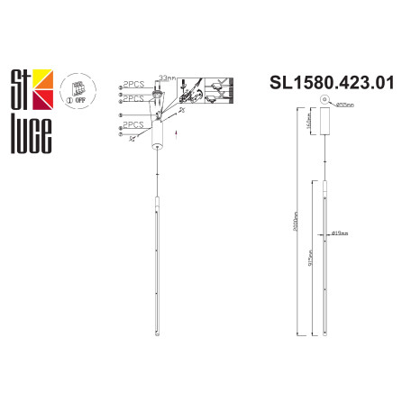 Схема с размерами ST Luce SL1580.423.01
