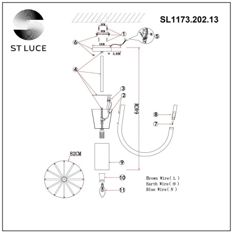 Схема с размерами ST Luce SL1173.202.13