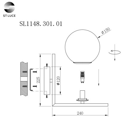 Схема с размерами ST Luce SL1148.301.01