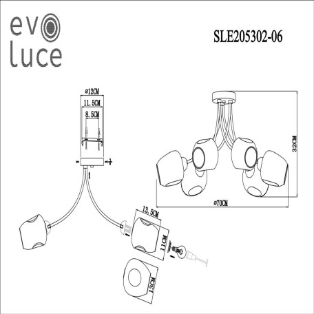 Схема с размерами Evoluce SLE205302-06
