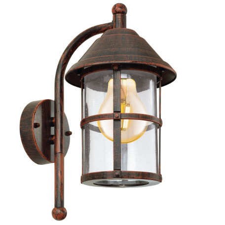 Настенный фонарь Eglo San Telmo 90184, IP23, 1xE27x60W, коричневый, прозрачный, металл, металл со стеклом