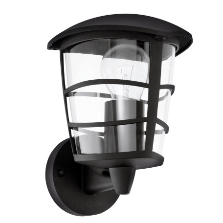 Настенный фонарь Eglo Aloria 93097, IP44, 1xE27x60W, черный, прозрачный, металл, металл с пластиком