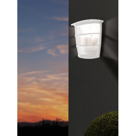Настенный фонарь Eglo Aloria 93403, IP44, 1xE27x60W, белый, прозрачный, металл с пластиком - миниатюра 3