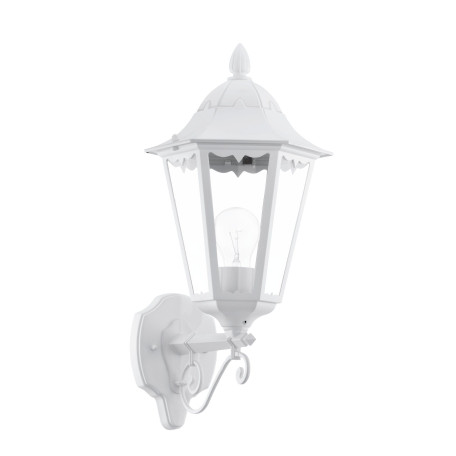 Настенный фонарь Eglo Navedo 93446, IP44, 1xE27x60W, белый, прозрачный, металл, металл со стеклом